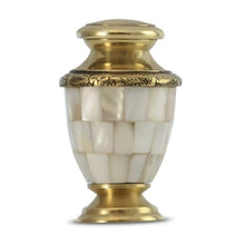 Load image into Gallery viewer, Small/Keepsake Regal Mother of Pearl Brass Funeral Cremation Urn for Ashes
