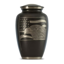Load image into Gallery viewer, Large/Adult 220 Cubic Inch Timeless Eagle &amp; Flag Brass Funeral Cremation Urn for Ashes
