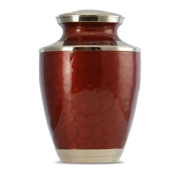Large/Adult 220 Cubic Inch Red Plain Brass Funeral Cremation Urn for Ashes
