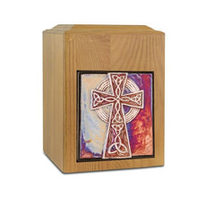 Load image into Gallery viewer, Large/Adult 289 Cubic Inch Raku Wood Cross  Funeral Cremation Urn for Ashes
