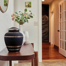 Load image into Gallery viewer, Black Brass Elite Onyx Adult 200 Cubic Inch Funeral Cremation Urn for Ashes
