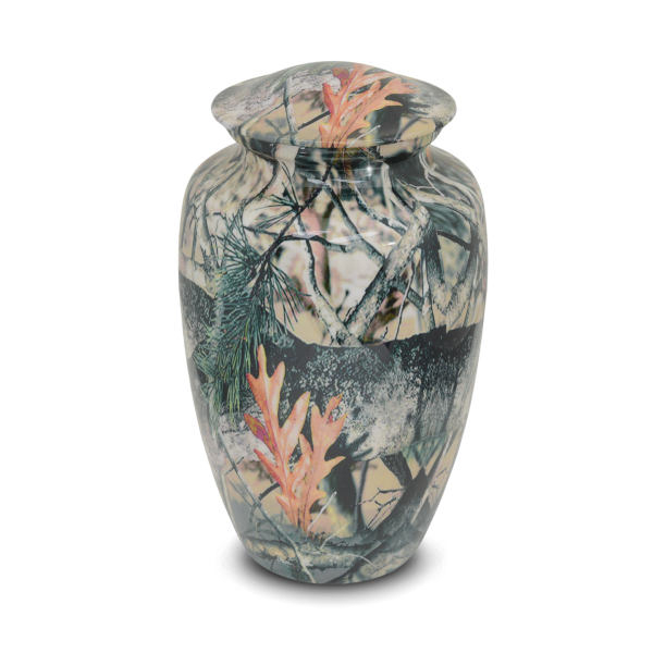 Large/Adult 220 Cubic Inch Camouflage Aluminum Funeral Cremation Urn for Ashes