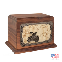 Load image into Gallery viewer, Large/Adult 210 Cubic Inches 3D Art Motorcycle Memorial Wooden Cremation Urn for Ashes
