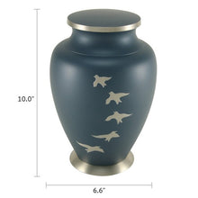 Load image into Gallery viewer, Adult 200 Cubic Inch Brass Blue Funeral Cremation Urn for Ashes

