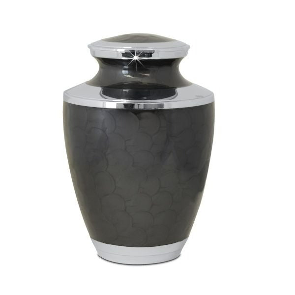 Large/Adult 200 Cubic Inch Black Plain Brass Funeral Cremation Urn for Ashes