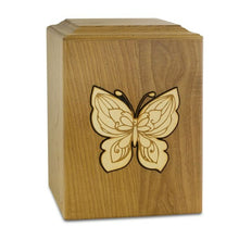 Load image into Gallery viewer, Large/Adult 220 Cubic Inches Golden Butterfly Wood Funeral Cremation Urn for Ashes
