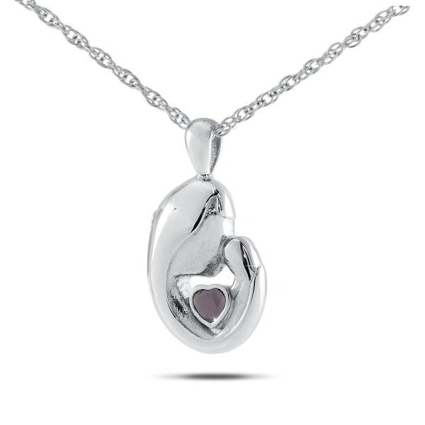 February w/ Amethyst Stainless Steel Pendant/Necklace Funeral Cremation Urn