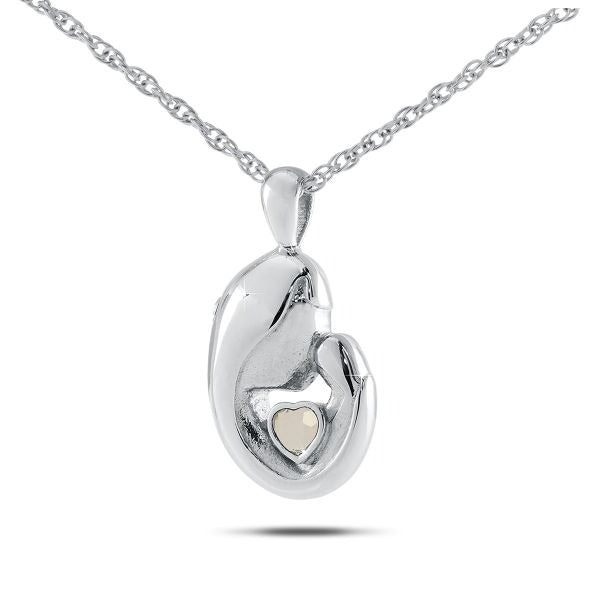 April w/ Clear Zirconia Stainless Steel  Pendant/Necklace Funeral Cremation Urn