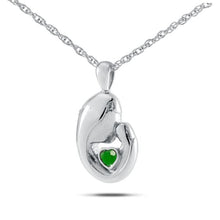 Load image into Gallery viewer, May w/ Emerald Stainless Steel  Pendant/Necklace Funeral Cremation Urn
