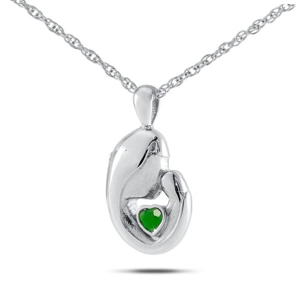May w/ Emerald Stainless Steel  Pendant/Necklace Funeral Cremation Urn