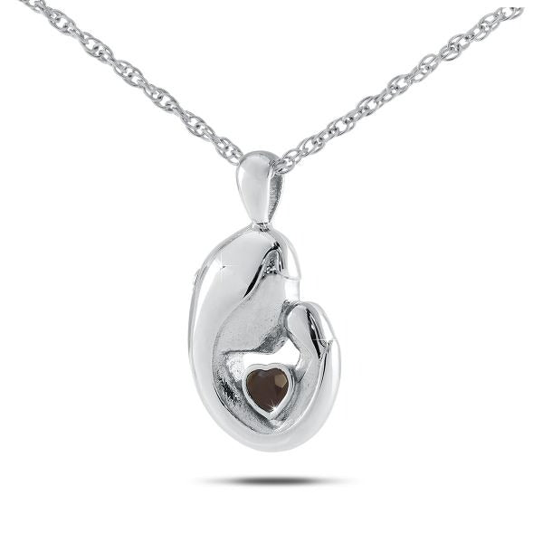 July w/ Ruby Stainless Steel Pendant/Necklace Funeral Cremation Urn