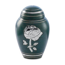 Load image into Gallery viewer, Small/Keepsake 4 Cubic Inches Celtic Silver Rose Brass Cremation Urn for Ashes
