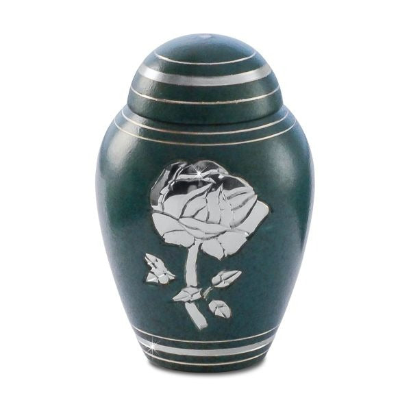 Small/Keepsake 4 Cubic Inches Celtic Silver Rose Brass Cremation Urn for Ashes