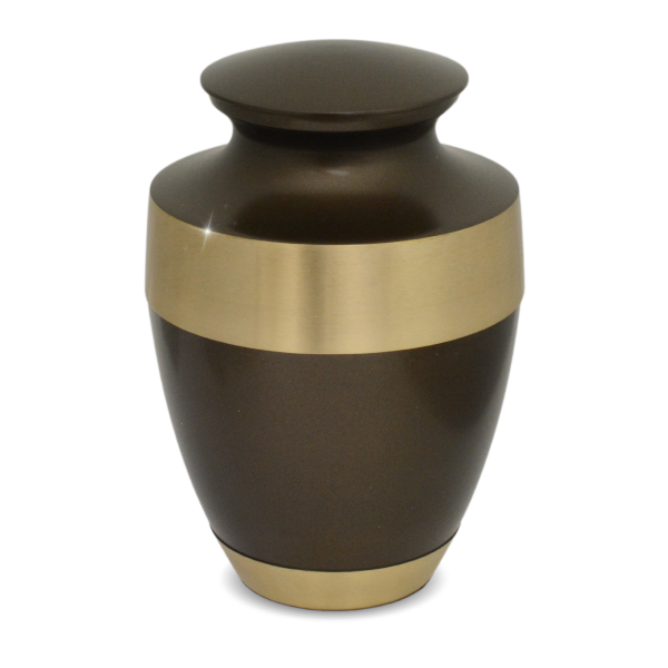 Large/Adult 228 Cubic Ins Black Artisinal Brass Funeral Cremation Urn for Ashes