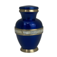 Load image into Gallery viewer, Small/Keepsake Azure Elegance Brass Funeral Cremation Urn for Ashes
