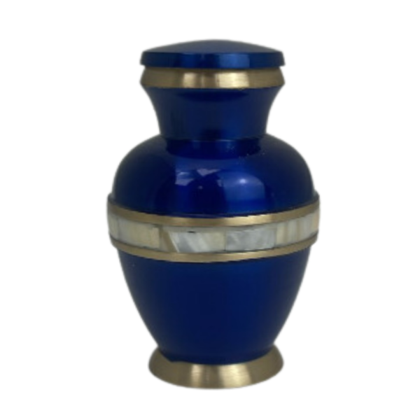 Small/Keepsake Azure Elegance Brass Funeral Cremation Urn for Ashes