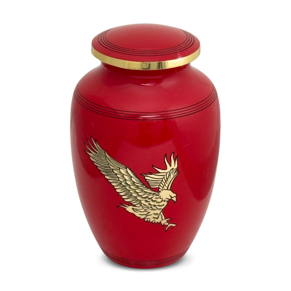 Large/Adult 200 Cubic Inch Bald Eagle Red Brass Funeral Cremation Urn for Ashes