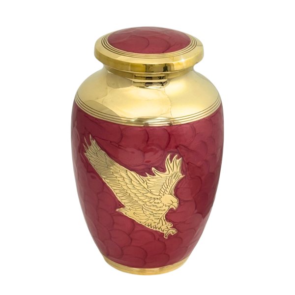 Large/Adult 220 Cubic Inches Bald Eagle Regal Brass Funeral Cremation Urn for Ashes