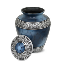 Load image into Gallery viewer, Large/Adult 200 Cubic Inch Blue Aluminum Funeral Cremation Urn for Ashes
