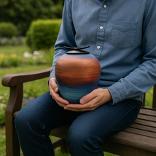 Load image into Gallery viewer, Large/Adult 210 Cubic Inches Raku Earth Monument Funeral Cremation Urn for Ashes
