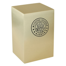 Load image into Gallery viewer, Large/Adult 220 Cubic Inches Classic Army Brass Cremation Urn for Ashes
