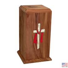 Load image into Gallery viewer, Large/Adult 220 Cubic Inches Cross of Faith Cedar Wood Funeral Cremation Urn for Ashes
