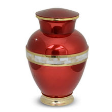 Load image into Gallery viewer, Large/Adult 220 Cubic Inch Deep Love Mother of Pearl Brass Funeral Cremation Urn for Ashes
