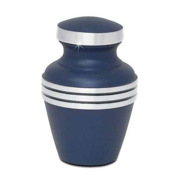 Small/Keepsake Dover Blue Brass Funeral Cremation Urn for Ashes