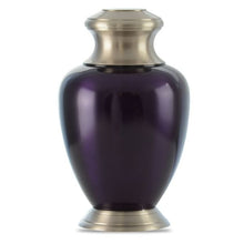 Load image into Gallery viewer, Large/Adult 220 Cubic Inches Purple &amp; Gray Brass Funeral Cremation Urn for Ashes
