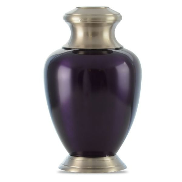 Large/Adult 220 Cubic Inches Purple & Gray Brass Funeral Cremation Urn for Ashes