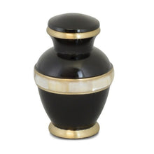 Load image into Gallery viewer, Small/Keepsake Black Mother of Pearl Brass Funeral Cremation Urn for Ashes
