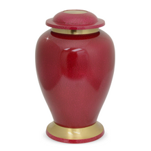 Load image into Gallery viewer, Large/Adult 228 Cubic Inch Gleaming Wine Red Brass Funeral Cremation Urn for Ashes
