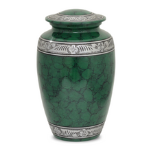 Load image into Gallery viewer, Large/Adult 190 Cubic Inch Green Fire Aluminum Funeral Cremation Urn for Ashes

