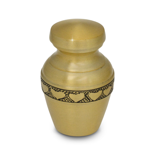 Small/Keepsake 4 Cubic Inch Hearts Ring Brass Cremation Urn for Ashes