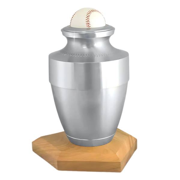 Large/Adult 220 Cubic Inch  Aluminum Baseball Funeral Cremation Urn