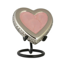 Load image into Gallery viewer, Small/Keepsake Loving Heart Pink- Pewter Brass Funeral Cremation Urn for Ashes
