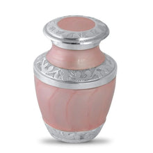 Load image into Gallery viewer, Small/Keepsake Pink Floral Metal Funeral Cremation Urn for Ashes
