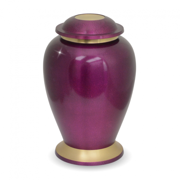 Large/Adult 228 Cubic Inches Gleaming Purple Brass Cremation Urn for Ashes