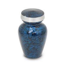 Load image into Gallery viewer, Small/Keepsake 4 Cubic Inches Blue Pewter Funeral Cremation Urn for Ashes
