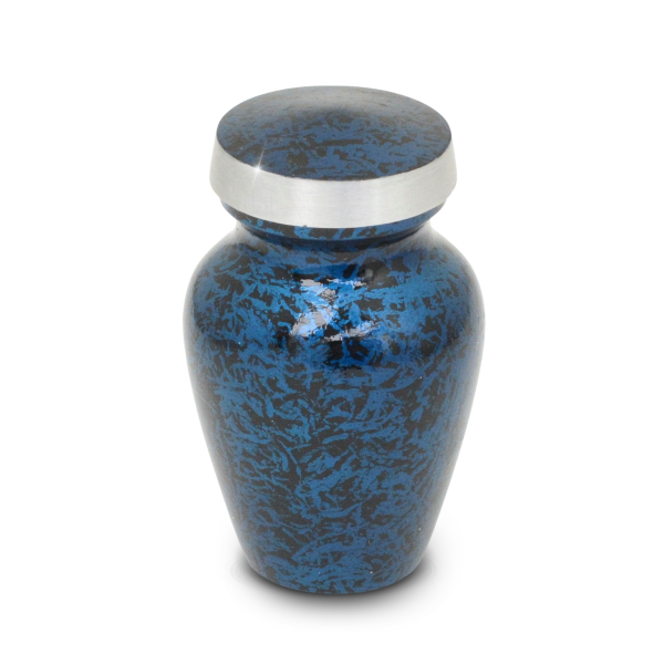Small/Keepsake 4 Cubic Inches Blue Pewter Funeral Cremation Urn for Ashes