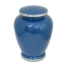 Load image into Gallery viewer, Large/Adult 200 Cubic Inch Aluminum Thera Bright Blue Funeral Cremation Urn for Ashes
