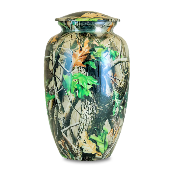 Large/Adult 220 Cubic Inches Camouflage Sportsman Brass Cremation Urn for Ashes
