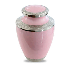 Load image into Gallery viewer, Large/Adult 200 Cubic Inch Pink Floral Brass Funeral Cremation Urn for Ashes
