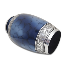 Load image into Gallery viewer, Large/Adult 220 Cubic Inch Clara Blue Aluminum Funeral Cremation Urn for Ashes
