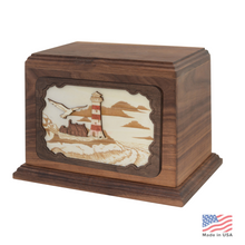 Load image into Gallery viewer, Large/Adult 210 Cubic Inch 3D Art Lighthouse Wood Photo Funeral Cremation Urn for Ashes
