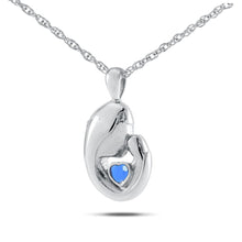 Load image into Gallery viewer, September w/ Sapphire Stainless Steel Pendant/Necklace Funeral Cremation Urn
