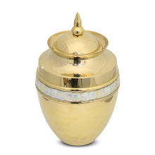 Load image into Gallery viewer, Large/Adult 220 Cubic Inch Classic Mother Of Pearl Brass Funeral Cremation Urn for Ashes
