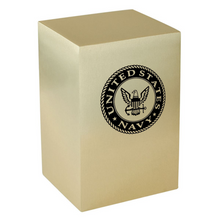 Load image into Gallery viewer, Large/Adult 235 Cubic Inch Navy Emblem Brass Funeral Cremation Urn for Ashes
