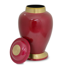 Load image into Gallery viewer, Large/Adult 228 Cubic Inch Gleaming Wine Red Brass Funeral Cremation Urn for Ashes
