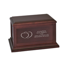 Load image into Gallery viewer, Large/Adult 200 Cubic Inches Twin Heart Wood Funeral Cremation Urn for Ashes
